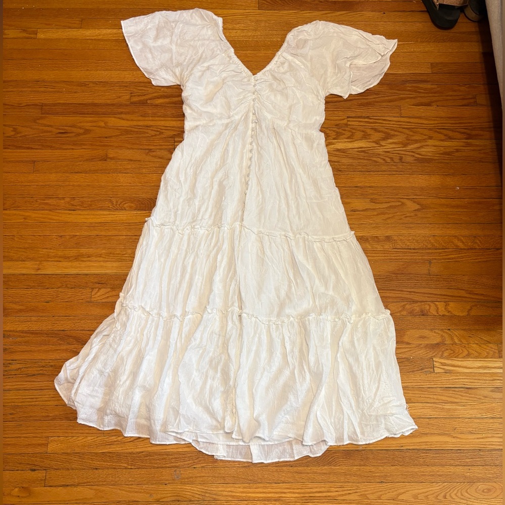 Anthropologie White Tiered Maxi Dress with Open Back - Picture 4 of 15